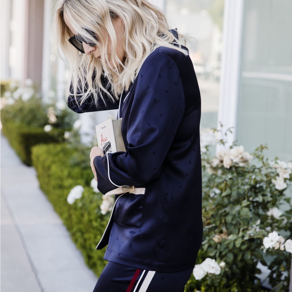 L'academie Silky Pajama-Style Blouse - S